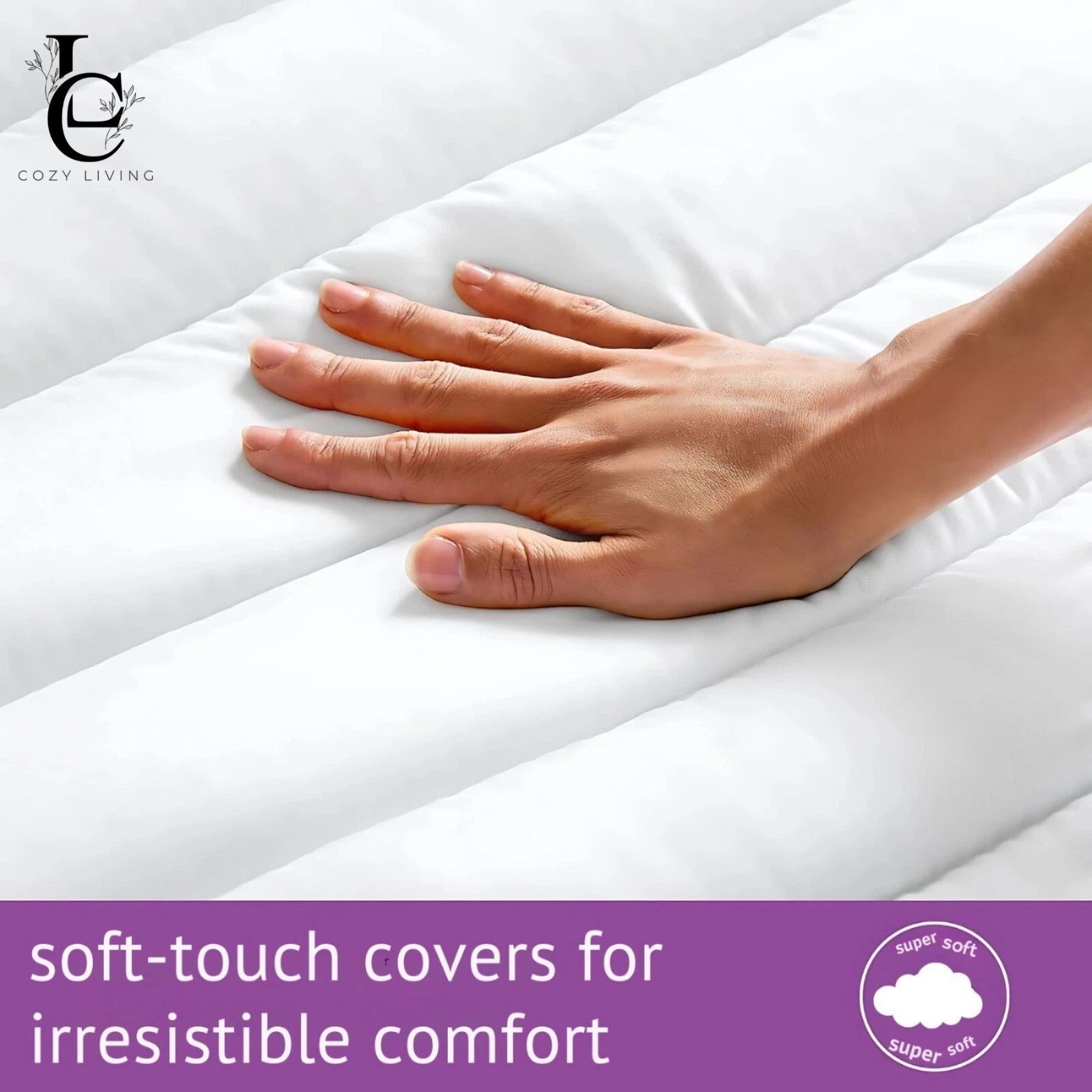 Microfiber Mattress Topper 4Cm Thick with Elastic Corner Straps - Hypoallergenic