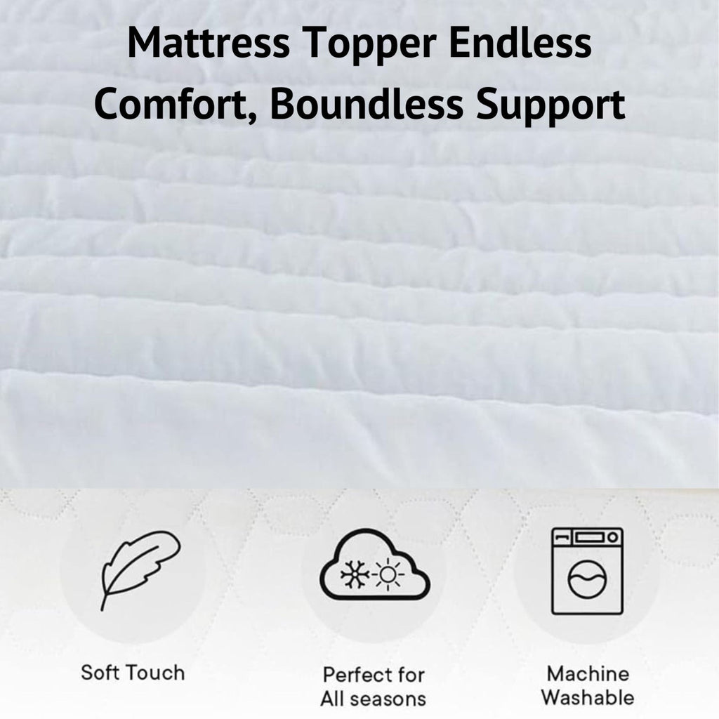 Microfiber Mattress Topper 4Cm Thick with Elastic Corner Straps - Hypoallergenic